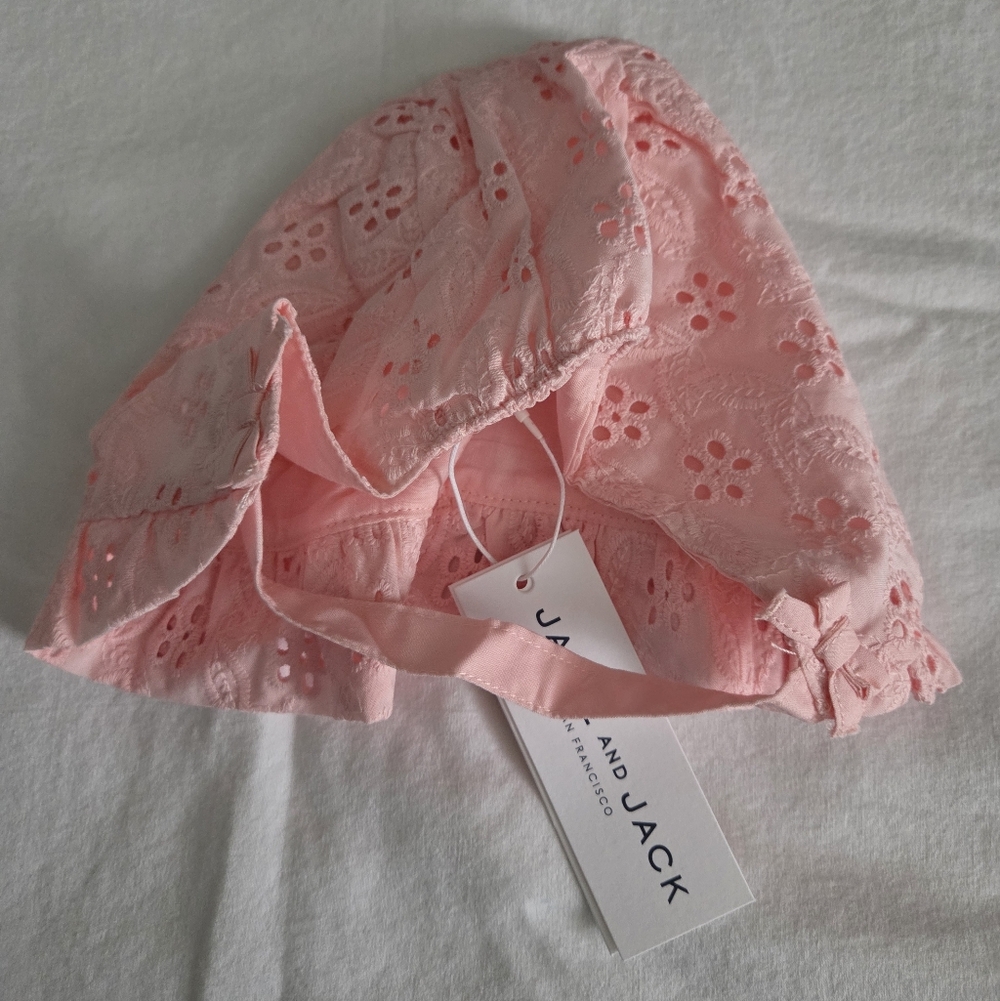 Janie and Jack Pink Floral Baby Bonnet